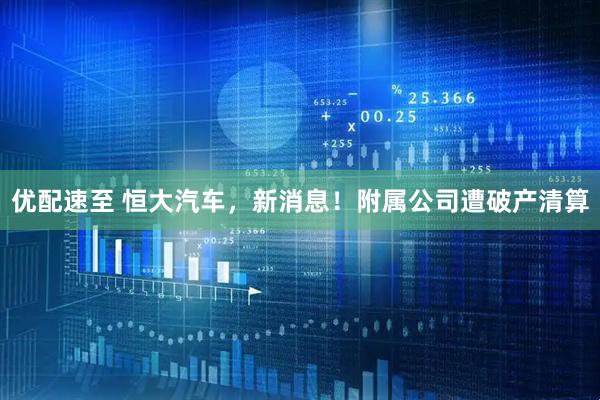 优配速至 恒大汽车，新消息！附属公司遭破产清算